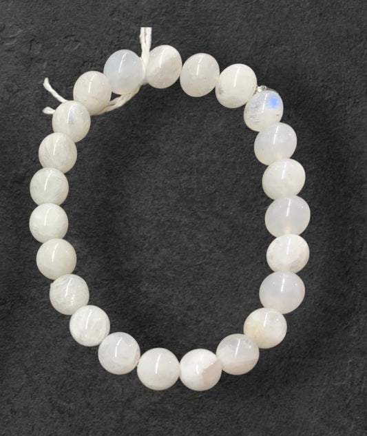 Bracelet en pierre de lune blanche (péristérite) qualité extra,  perles de 6mm ou 8mm