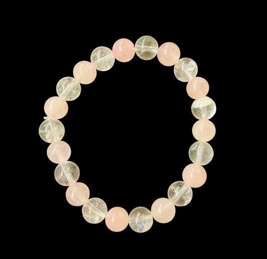 Bracelet quartz rose et cristal de roche