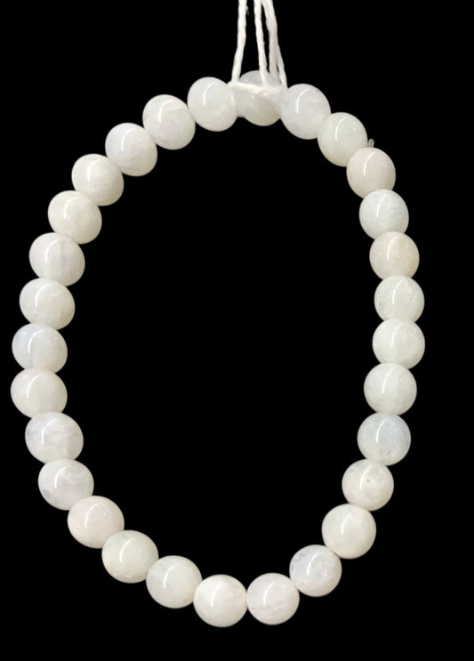 Bracelet en pierre de lune blanche (péristérite) qualité extra,  perles de 6mm ou 8mm
