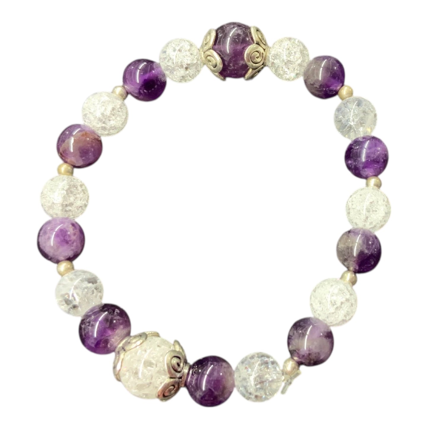 Bracelet améthyste et cristal de roche craquelé