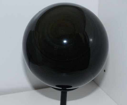 Sphère en obsidienne œil céleste d'environ 12,5cm de diamètre du Mexique