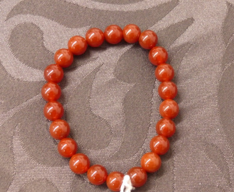 Bracelet en cornaline unie perles de 8mm
