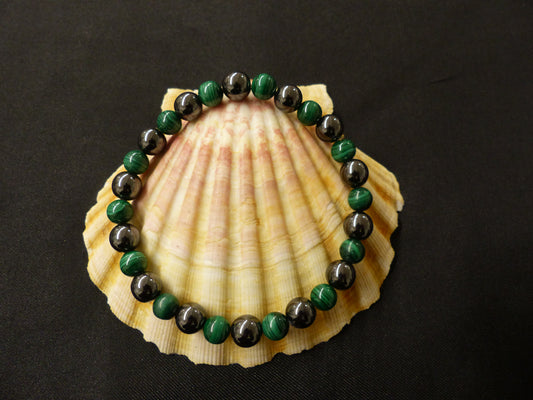 Bracelet homme malachite et magnétite