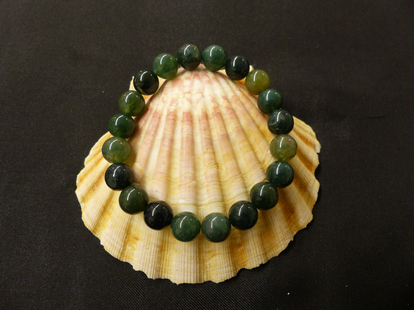 Bracelet en agate mousse, perles de 6, 8 ou 10 mm