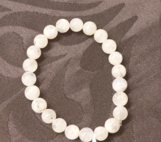 Bracelet en pierre de lune blanche qualité extra,  perles de 6mm ou 8mm