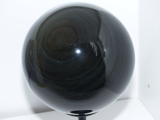 Sphère en obsidienne œil céleste d'environ 12,5cm de diamètre du Mexique