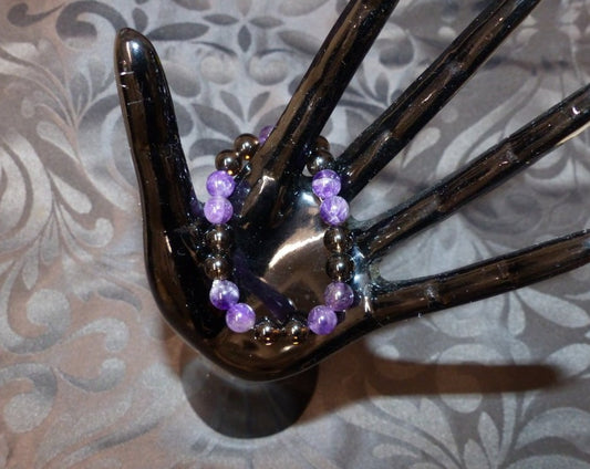 Bracelet ado en quartz fumé et améthyste 8mm