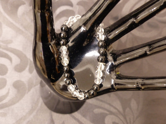 Bracelet ado en tourmaline noire et cristal de roche