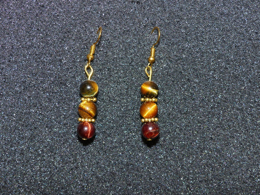 Boucles d'oreilles en œil de tigre, œil de taureau, œil de faucon