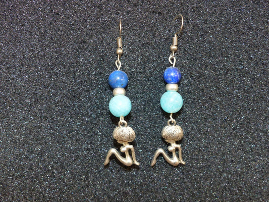 Boucles d'oreilles en amazonite et lapis lazuli