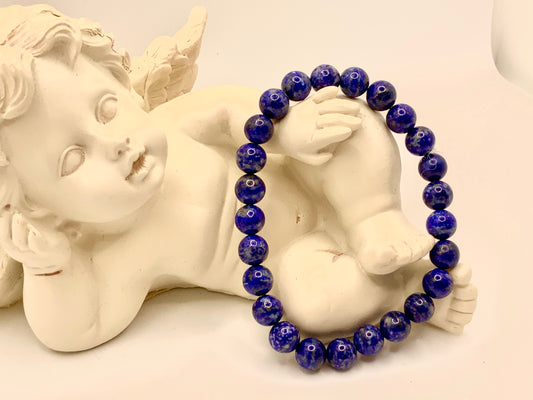 Bracelet en lapis lazuli en perles de 8 ou 10 mm
